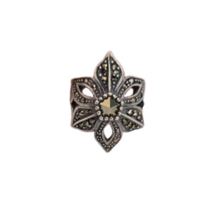 Exquisite Vintage Boho Marcasite Sterling Silver 925 Cocktail Statement Ring 8